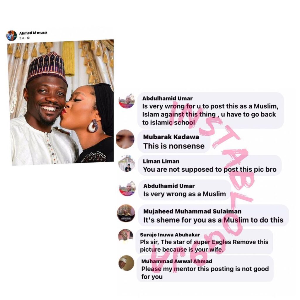 Super Eagle’s captain, Ahmed Musa, under fire for sharing a loved-up picture with his beloved wife
