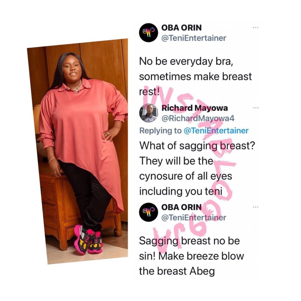 Body Positivity: Saggy breasts no be sin — Singer Teni