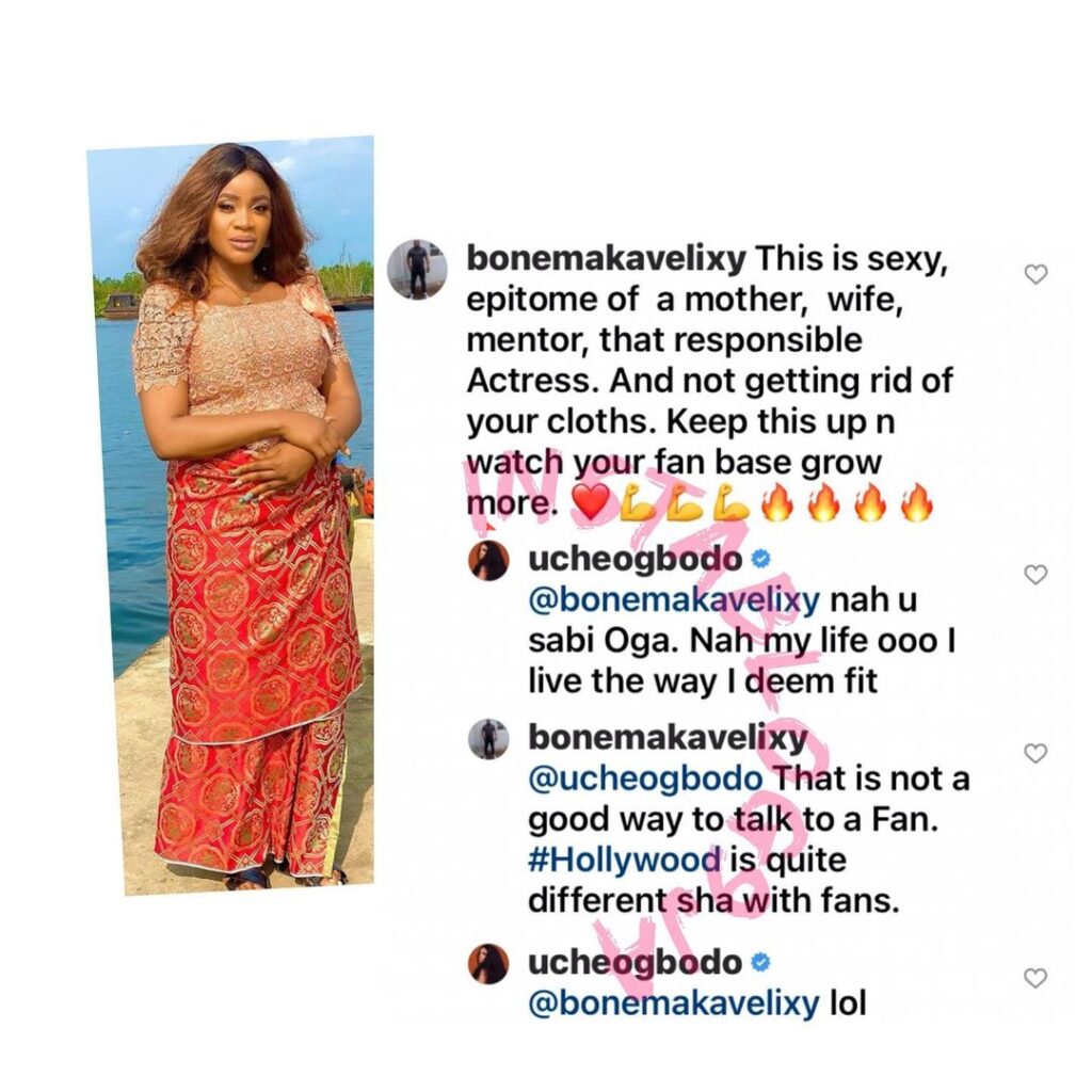 Fan cautions actress Uche Ogbodo for not acting like her colleagues in Hollywood