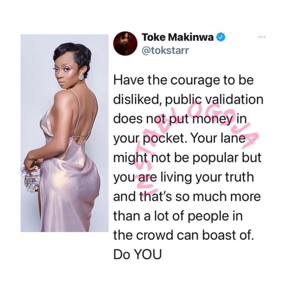 Have the courage to be disliked — OAP Toke Makinwa