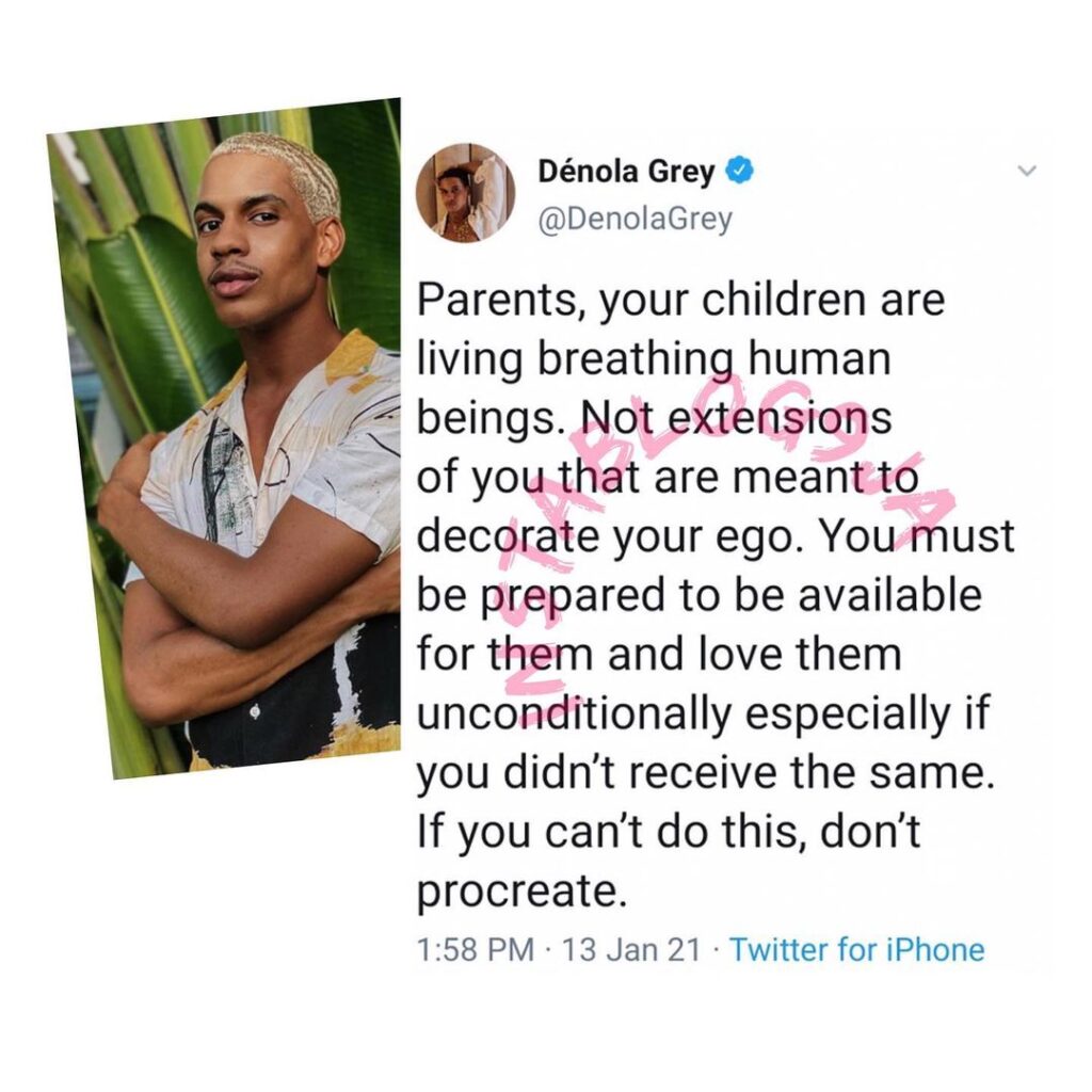 Don’t procreate, if you can’t be available for your kids and love them unconditionally — Actor Denola Grey