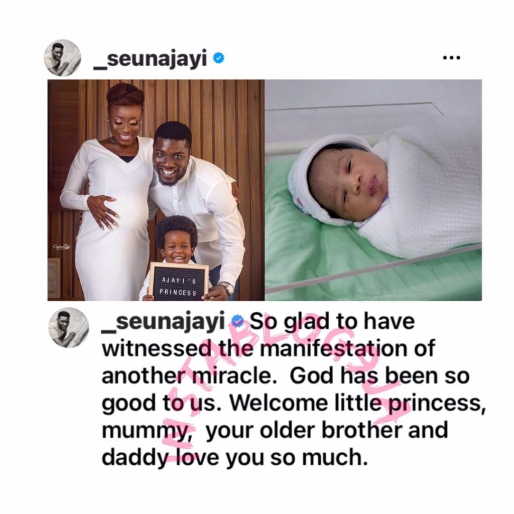 Actor Seun Ajayi and wife welcome second child