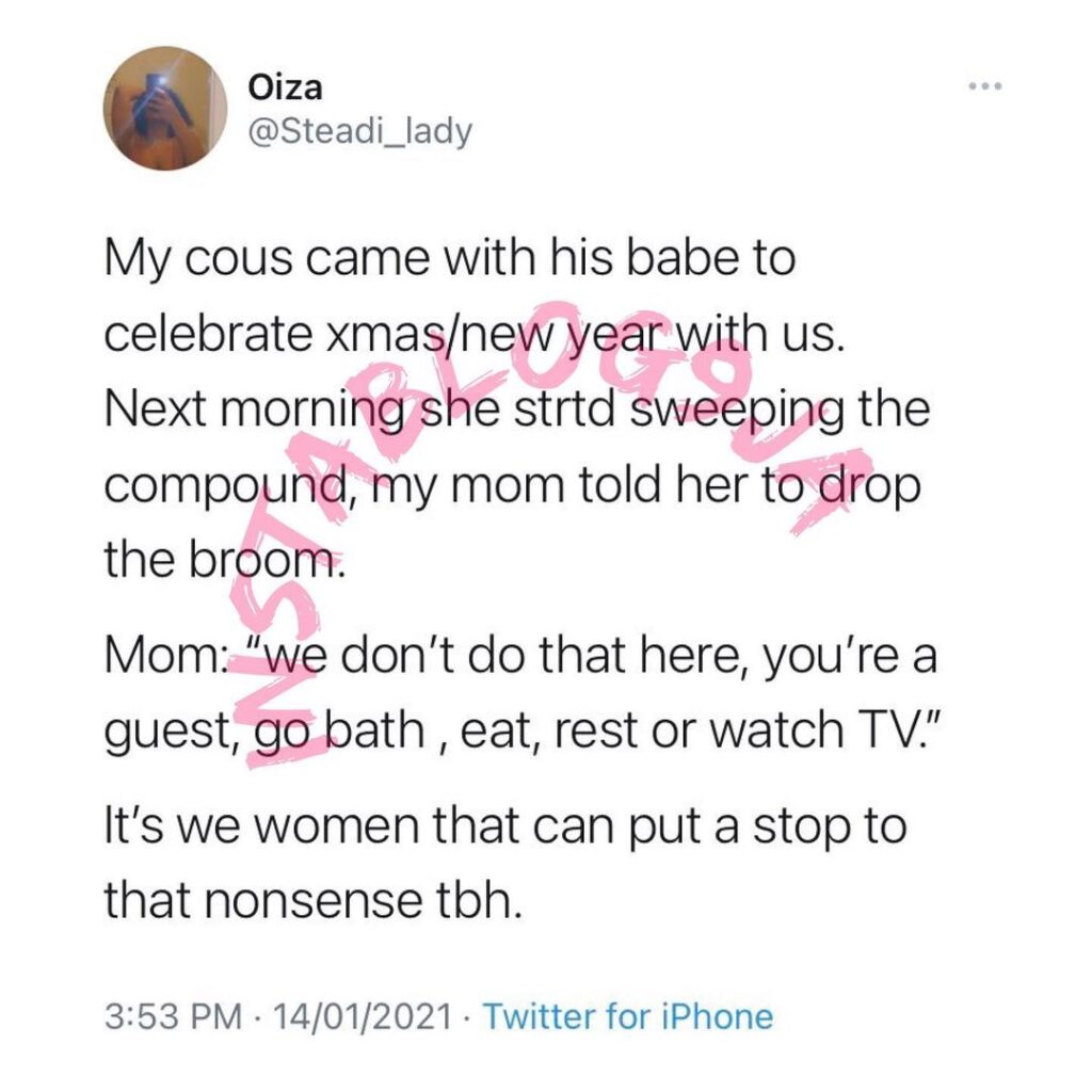 Lady reveals what her mom did to her cousin’s girlfriend during a visit