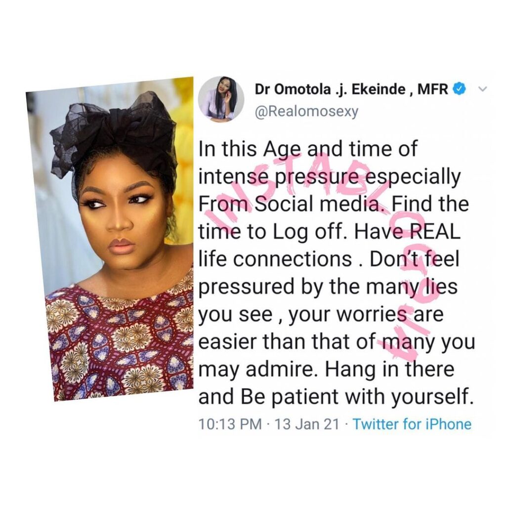 Don’t feel pressured by the lies you see online — Actress Omotola Jalade