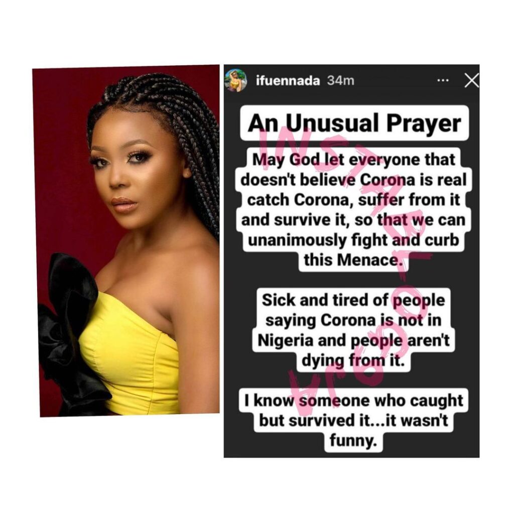 May those who don’t believe COVID-19 is real contract and suffer from it — Reality TV Star, Ifu Ennada [Swipe]