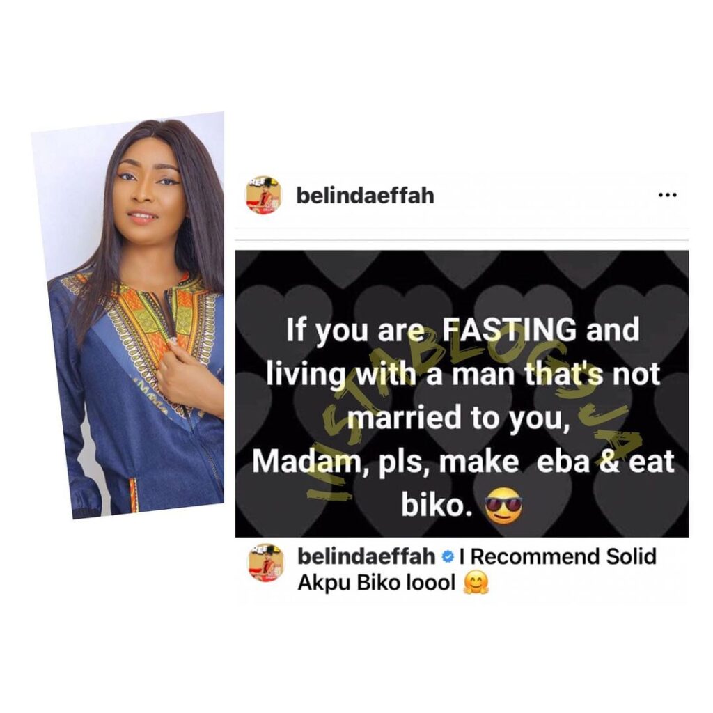 Actress Belinda Effah advises unmarried individuals who are fasting and cohabiting to think again