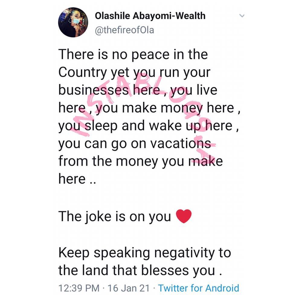 Chef Olashile berates those speaking ill of Nigeria