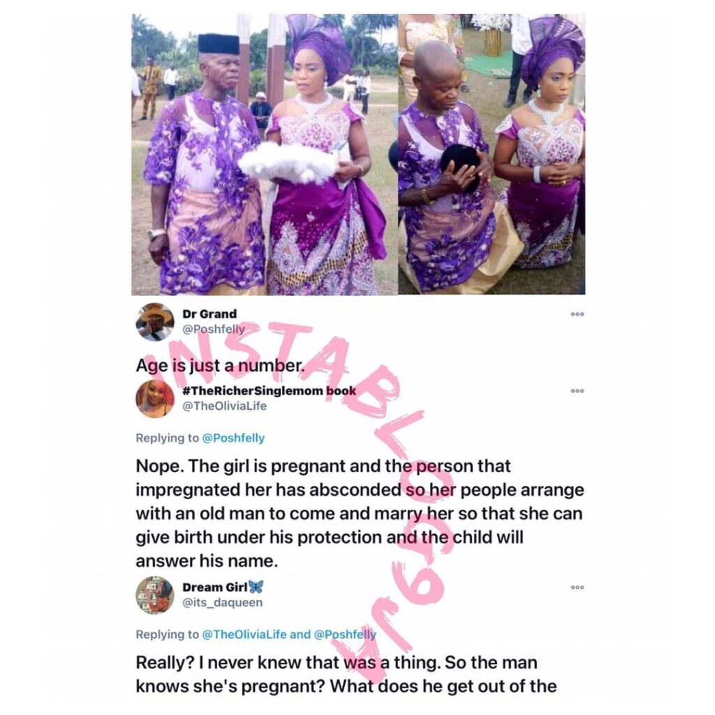 Pregnant young lady allegedly married off to an old man after the person who impregnated her absconded. [Swipe]