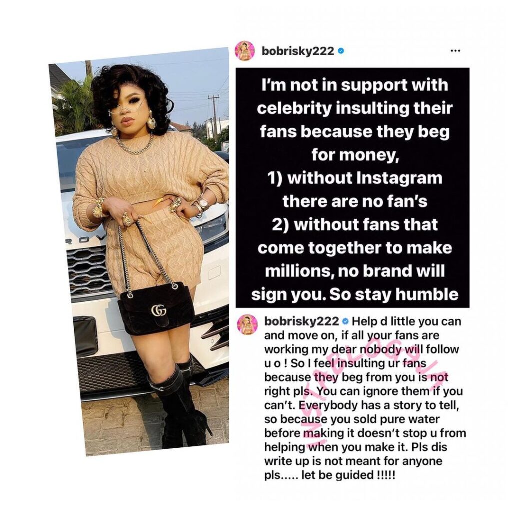 Insulting your fans because they beg you for money isn’t right — Ms. Bobrisky shades actress Iyabo Ojo [Swipe]