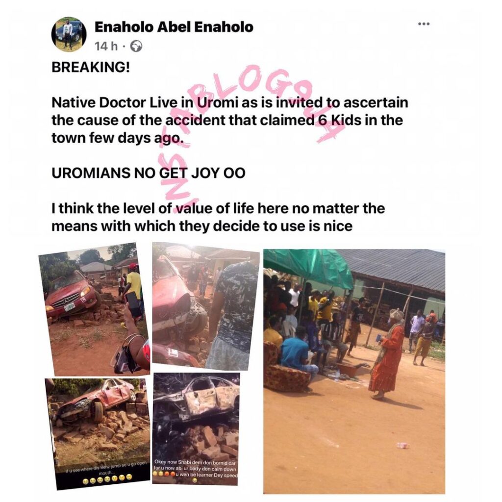 Native doctor claims a family member is responsible for the death of six children crushed by a Learner in Edo [Swipe]