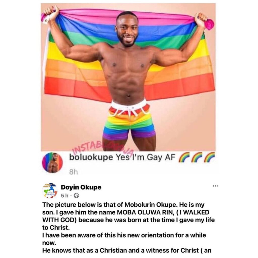 Homosexuality: “I see a major spiritual challenge here,” Fmr. Presidential Aide, Doyin Okupe, reacts to his son’s coming out as gay. [Swipe]