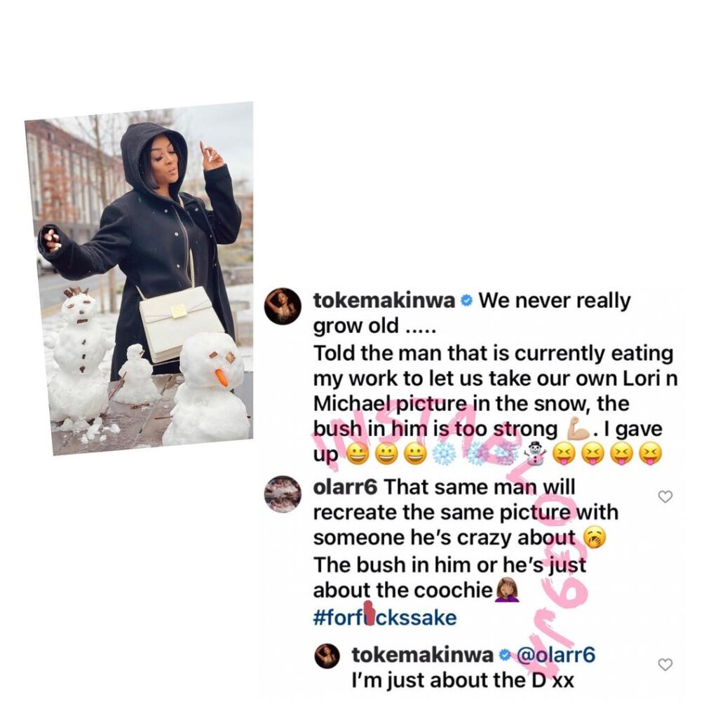 Media personality, Toke Makinwa, replies troll who has an opinion about her new man