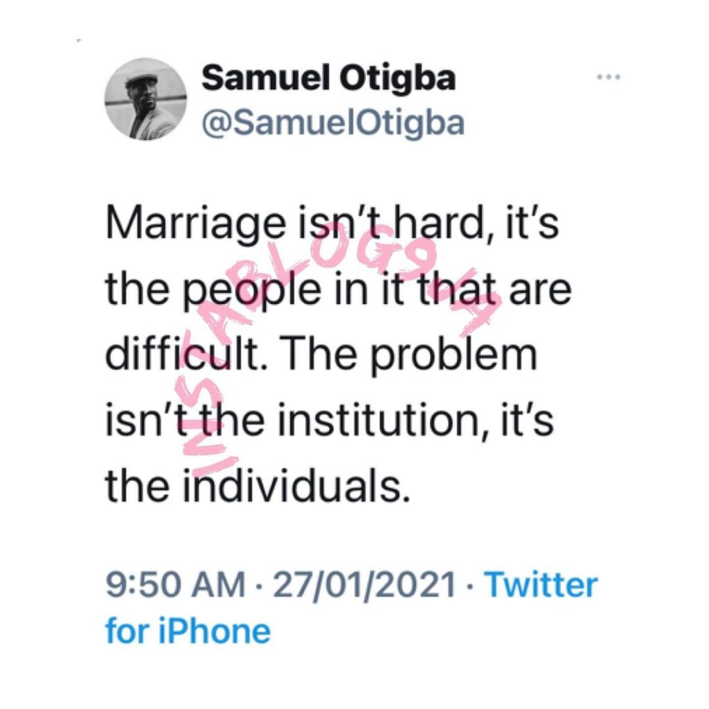 Marriage isn’t hard, it’s the people in it that are difficult — Strategist Samuel Otigba