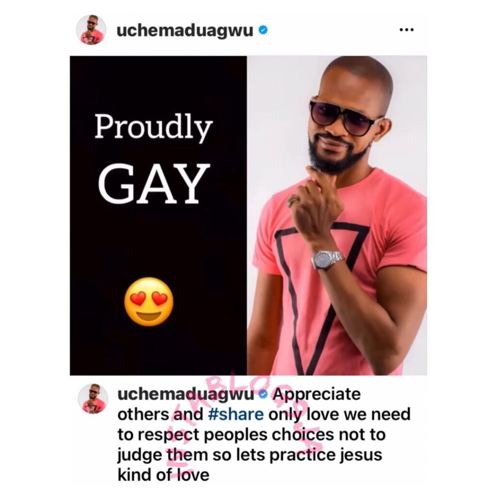 Actor Uche Maduagwu comes out as gay