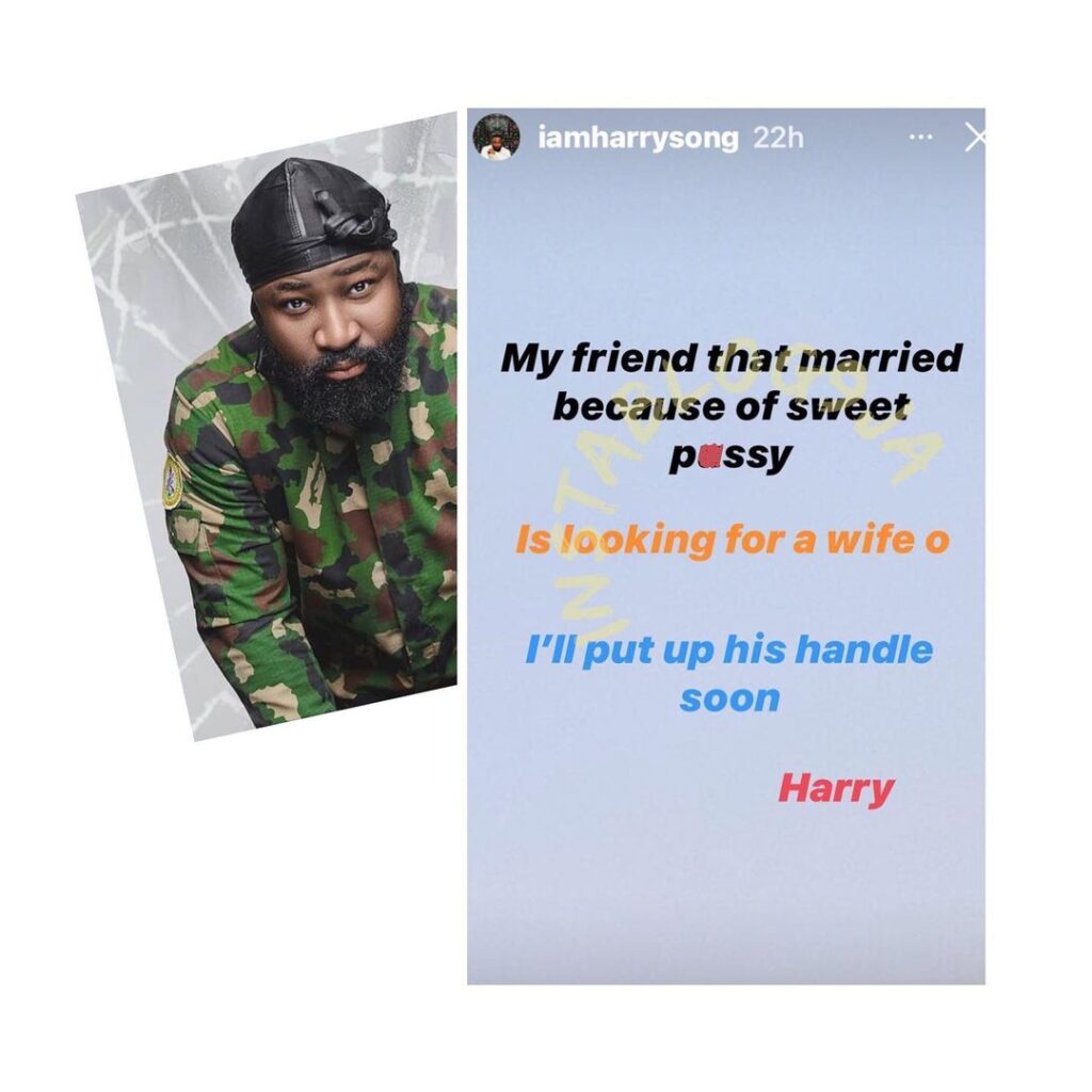 My friend that got married because of sweet ‘kpekus’ is looking for a wife — Singer Harrysong