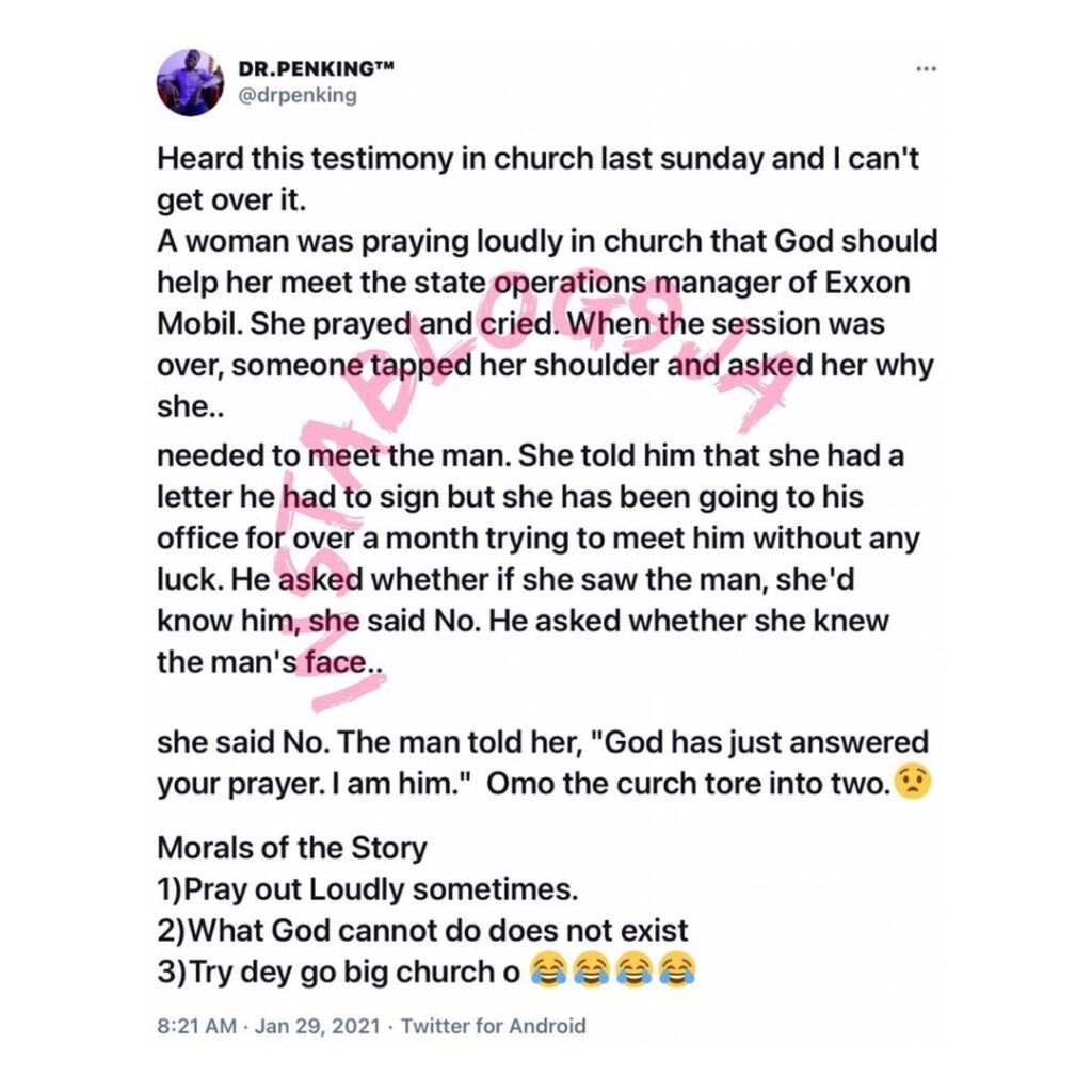 How a woman’s prayer was miraculously answered while praying loudly in Church
