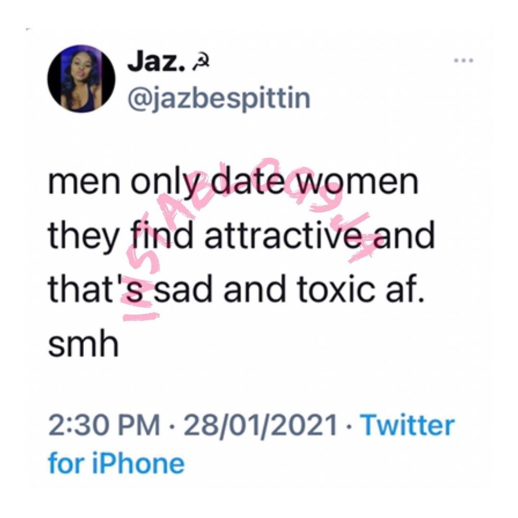 It’s toxic that men only date women they find attractive — Writer