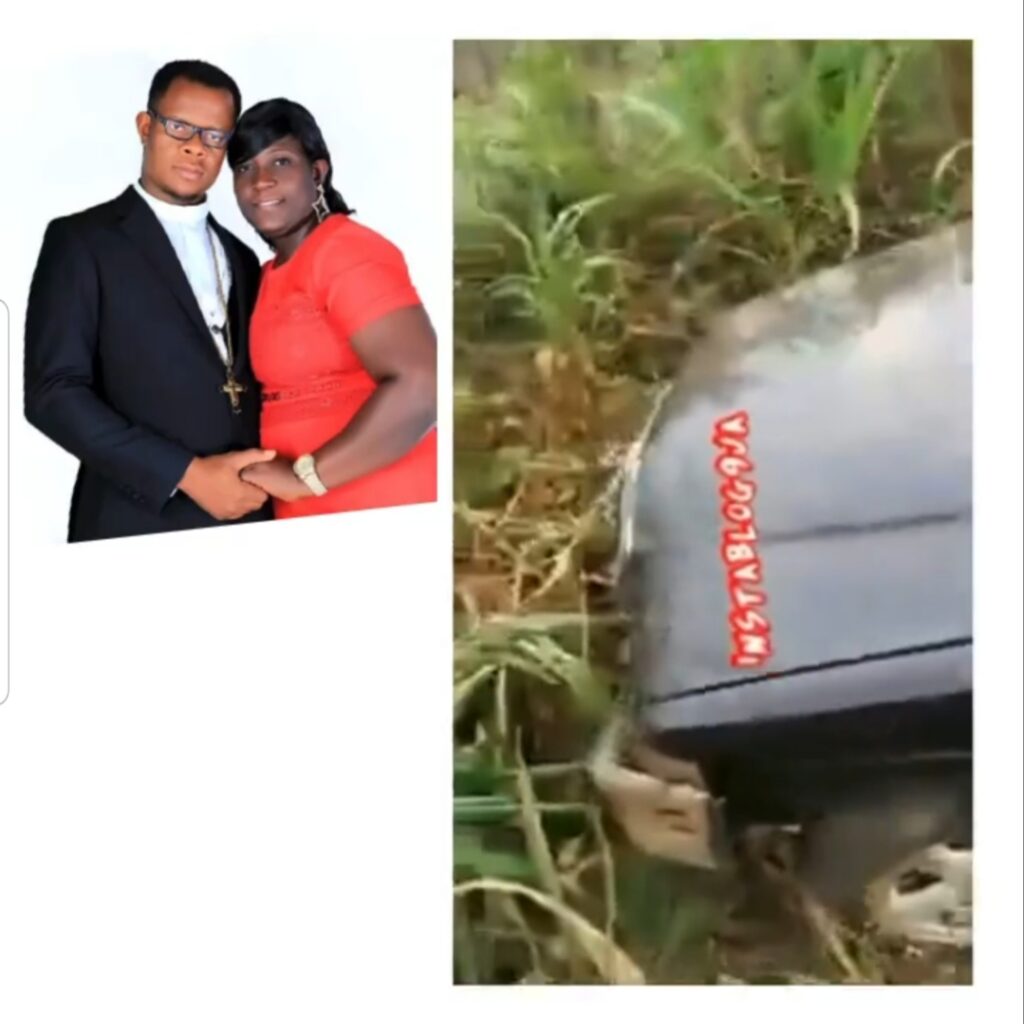 Pastor Imuo and wife walk out unscathed after their car summersaulted 5 times along Obingwa road in Abia State