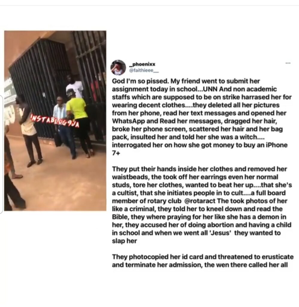 Lady narrates how UNN Staff allegedly s*xually and physically assaulted her friend [Swipe]