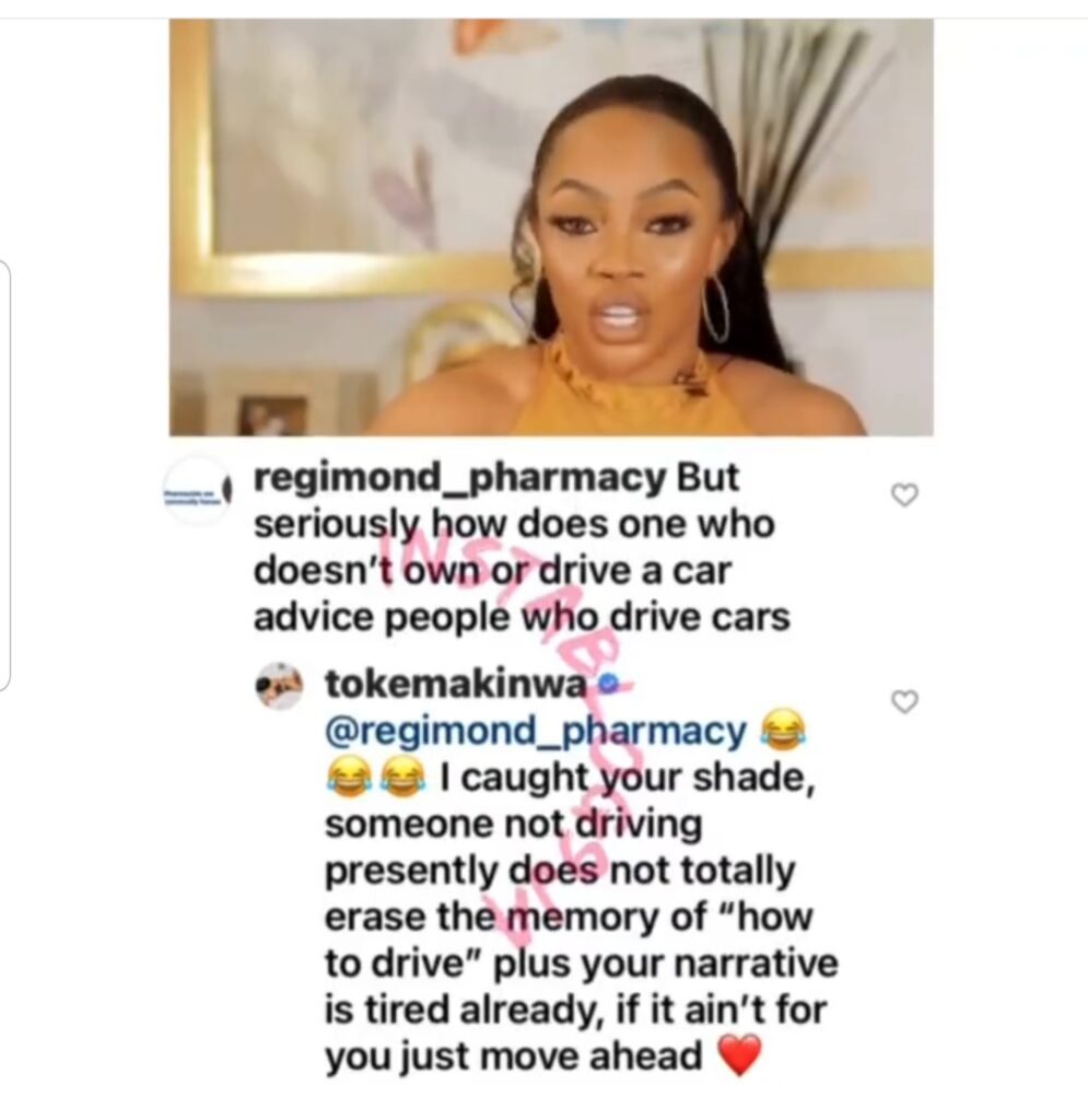 OAP Toke Makinwa replies man who called her out for dishing out relationship advice when she doesn’t have one