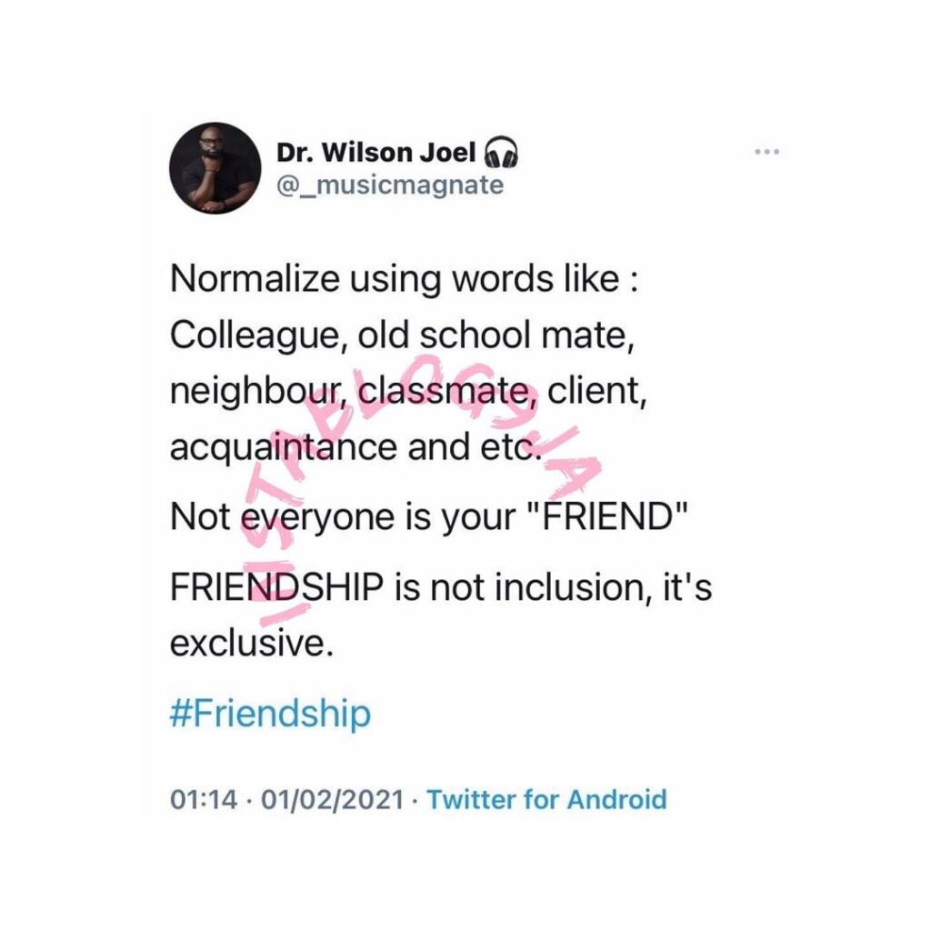 Normalize classifying those you call friends — Producer Wilson