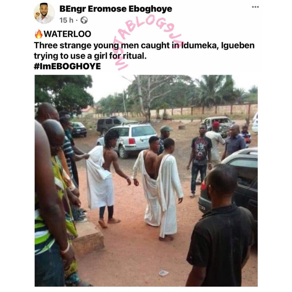 Three suspected ritualists arrested after they were allegedly caught trying to use a girl for money ritual in Igueben, Edo State