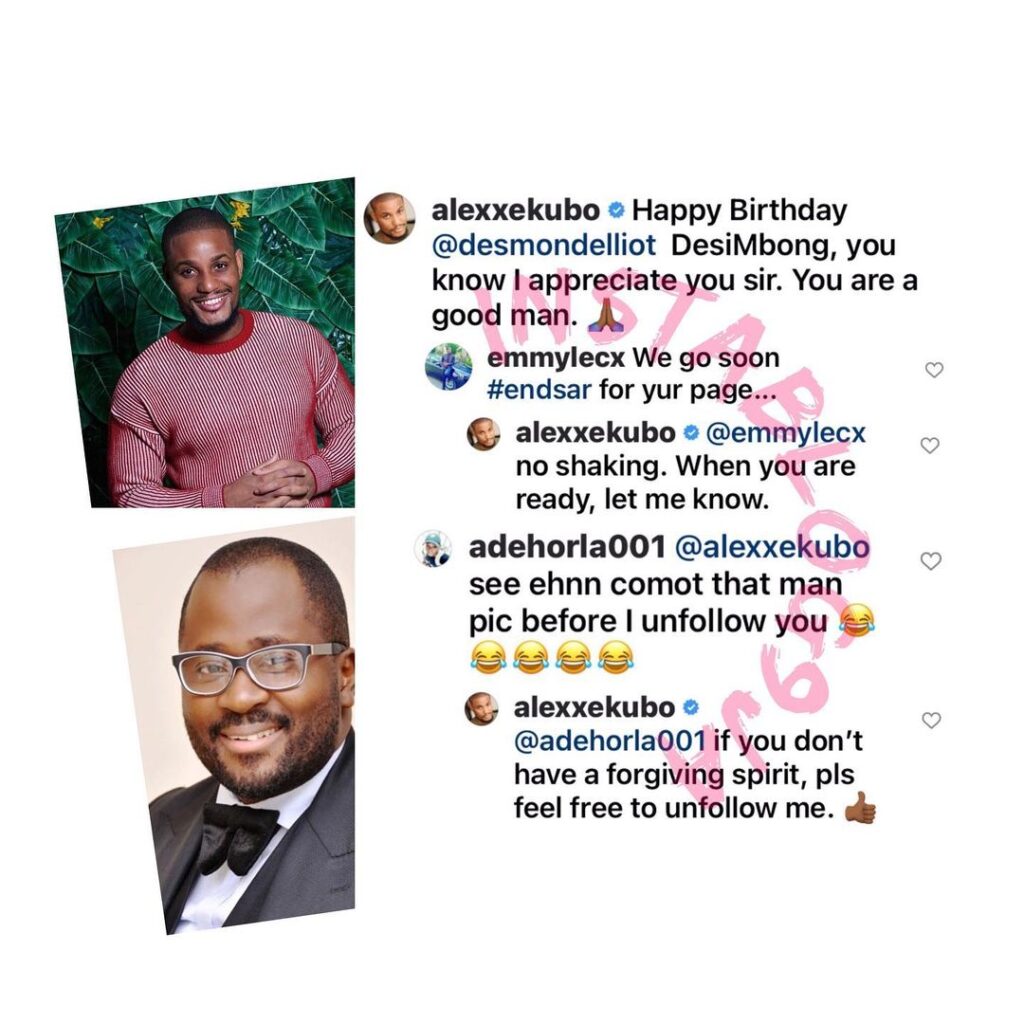 Actor Alexx Ekubo under fire for wishing his colleague, Desmond Elliot, a happy birthday
