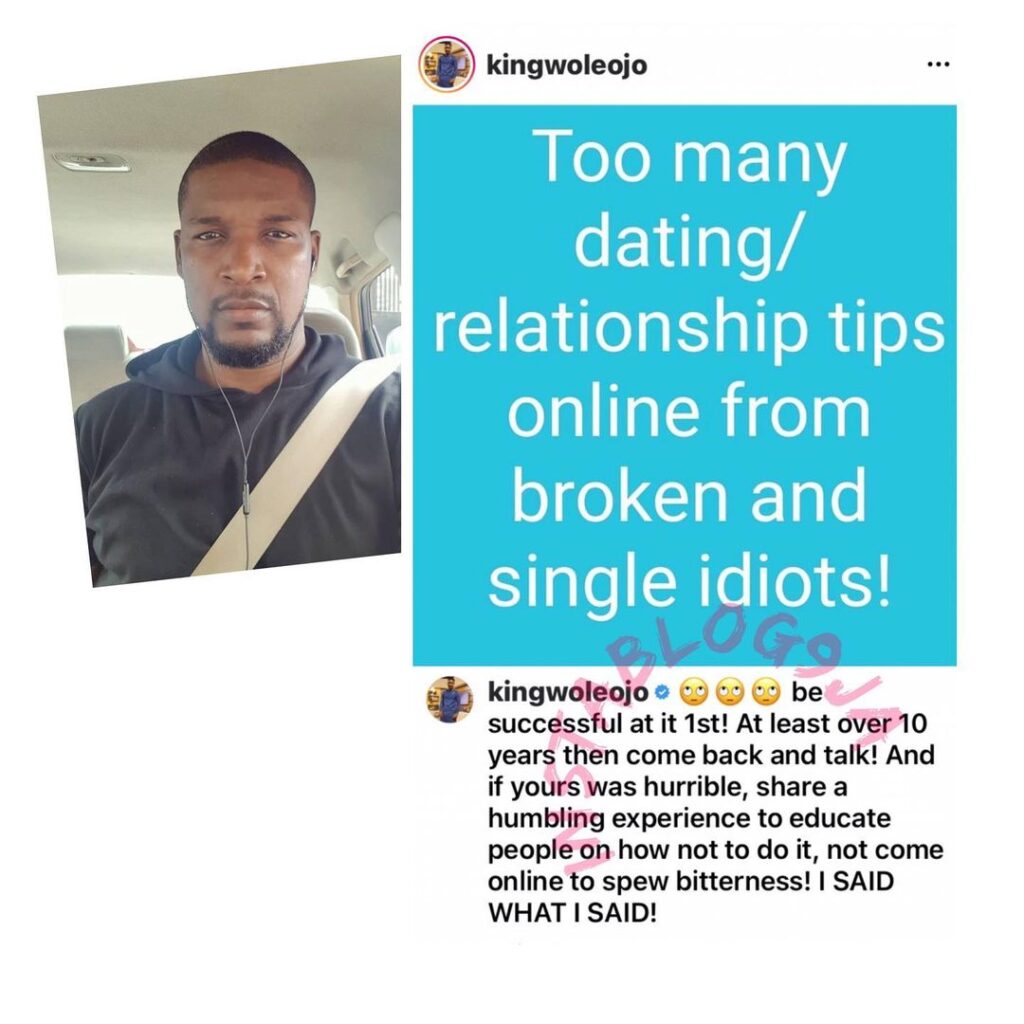 Make sure you have at least 10 years of dating experience before dishing out relationship tips — Actor Wole Ojo