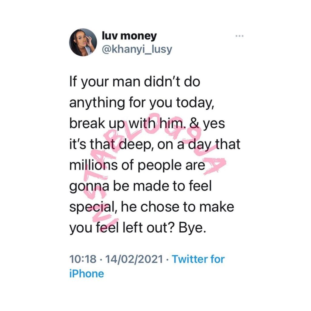 Break up with your man if he didn’t do anything for you on Vals Day — S. African lady