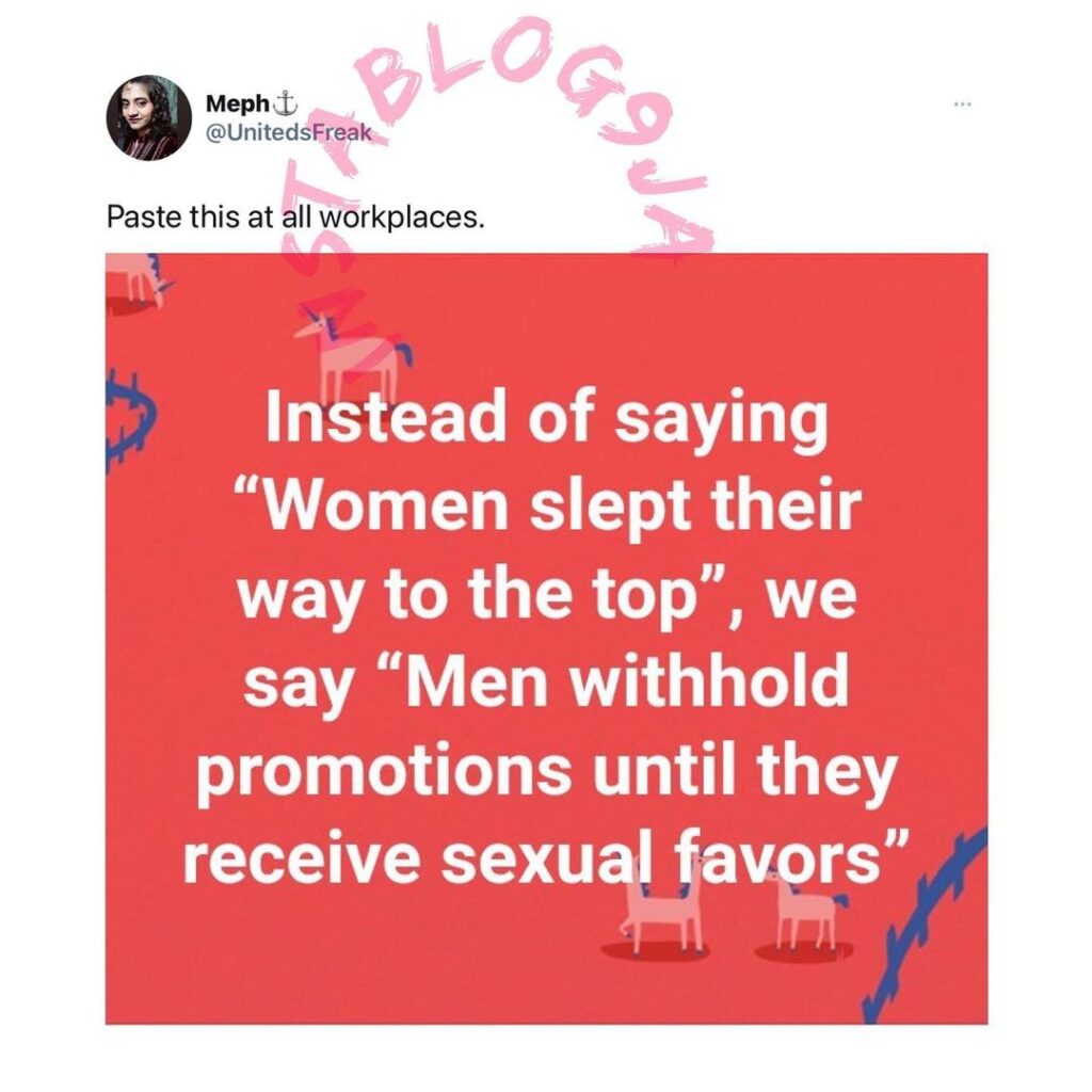 Writer suggests a replacement for the phrase, “Women slept their way to the top”