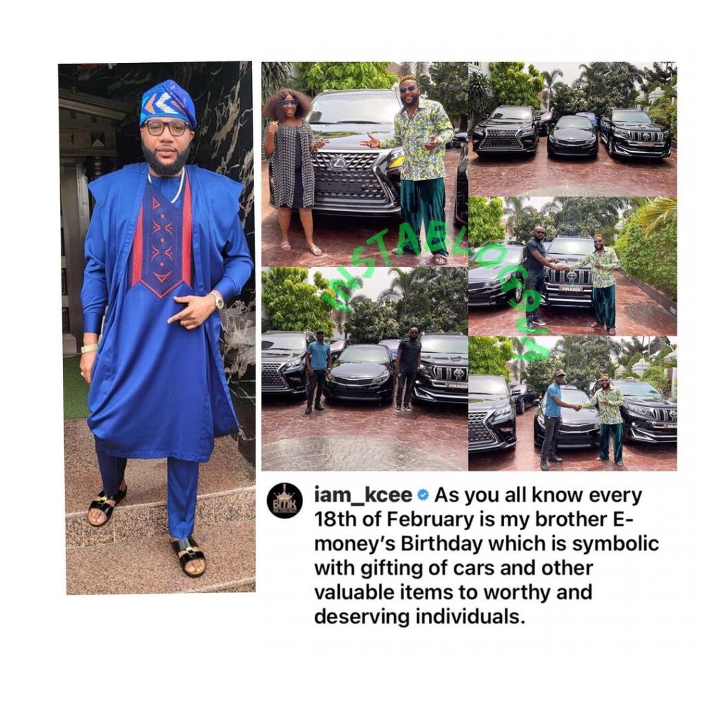 Singer Kcee’s brother, E-money, gifts his friends luxurious cars for his 40th birthday [Swipe]