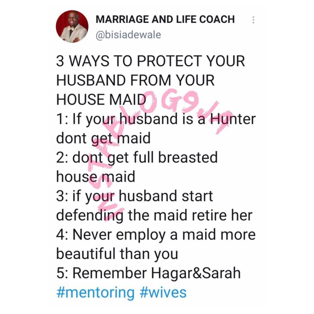 How wives can protect their husbands from their housemaids — Marriage Coach