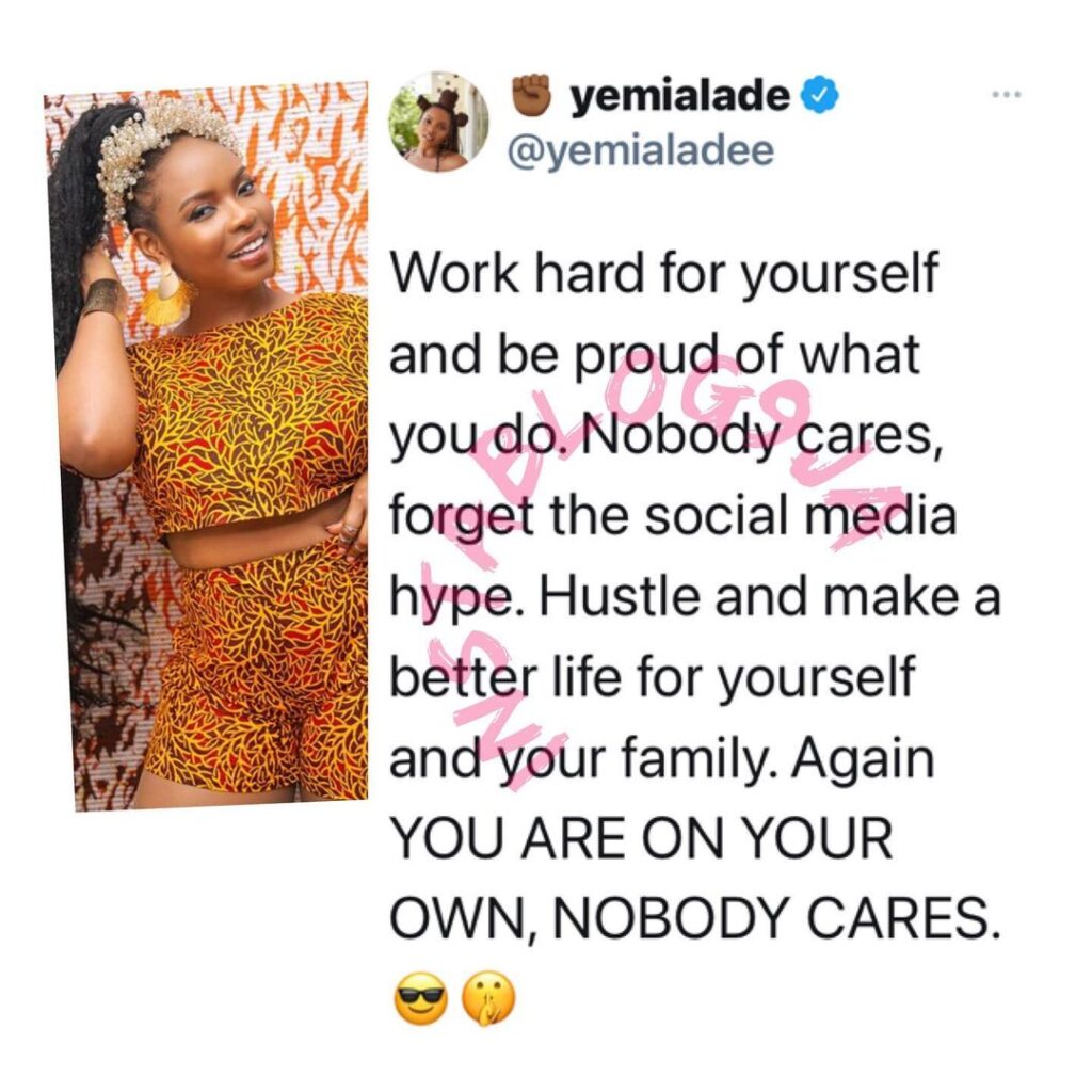 You’re on your own. Nobody cares about you — Singer Yemi Alade tells Nigerians