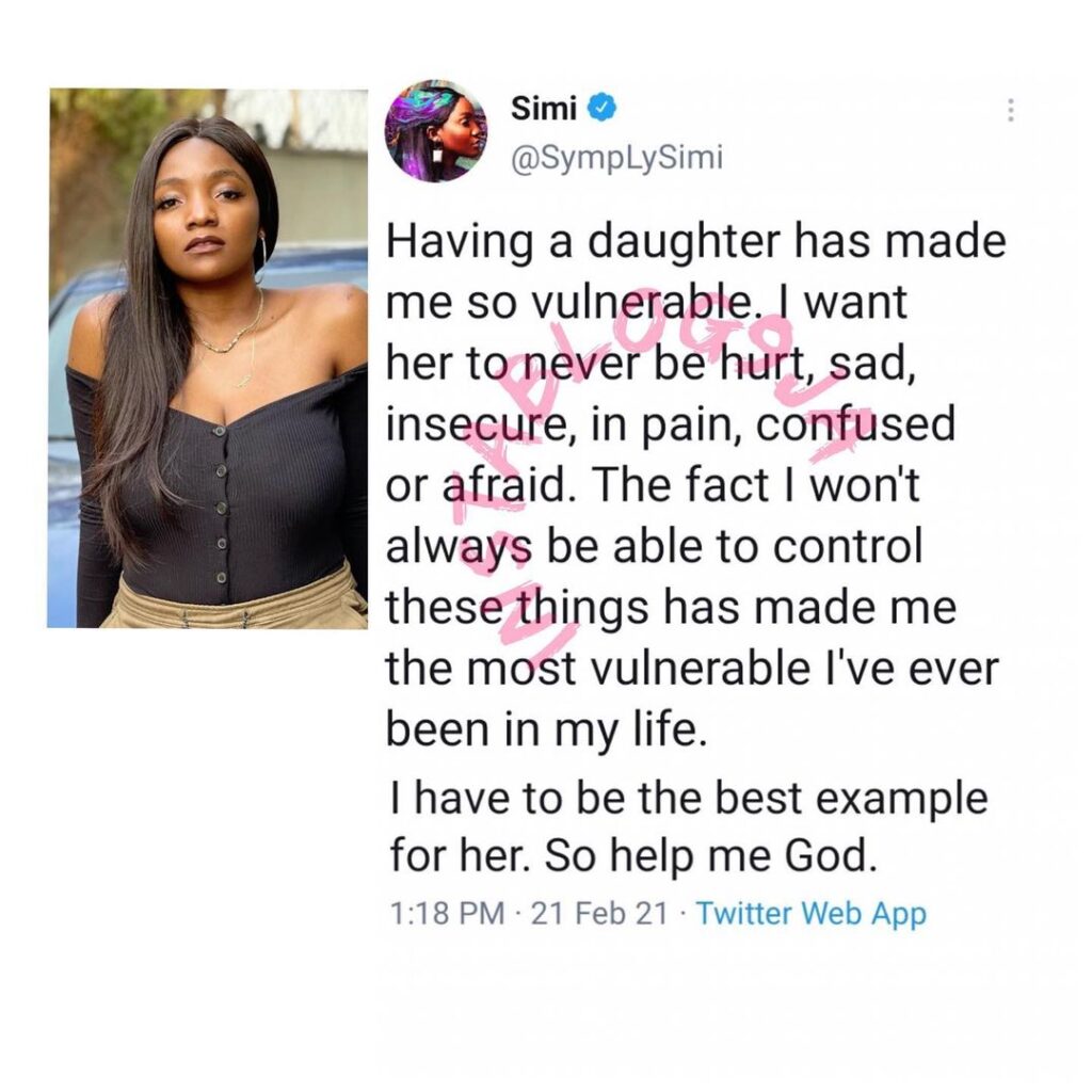 Having a daughter has made me so vulnerable — Singer Simi