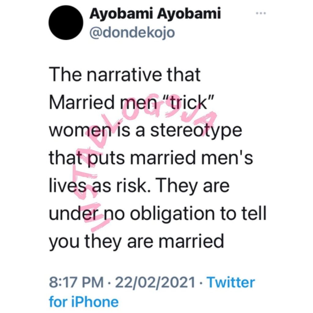 Married men are under no obligation to tell you they are married, politician Adekojo tells ladies
