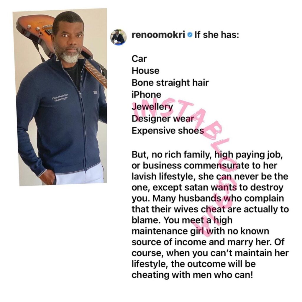 Many men are responsible for their wives’ unfaithfulness — Reno Omokri