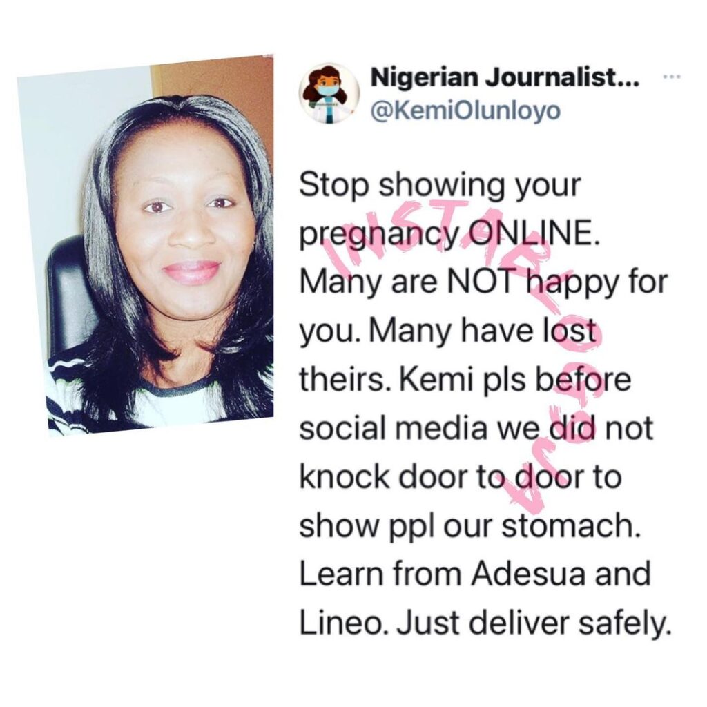 Stop showing your pregnancy online — Journalist Kemi Olunloyo warns women