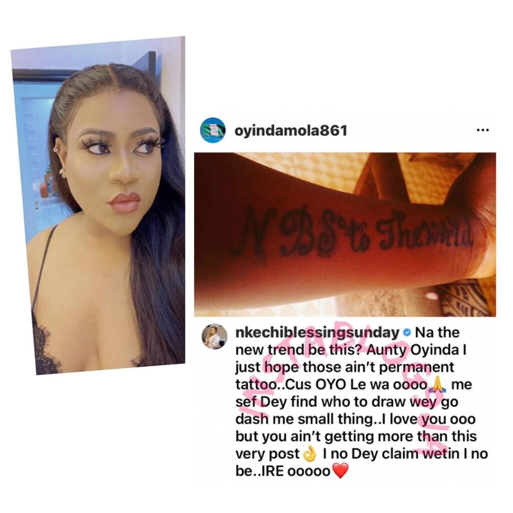 Actress Nkechi Blessing slams fan who tattooed her name on her hand [Swipe]