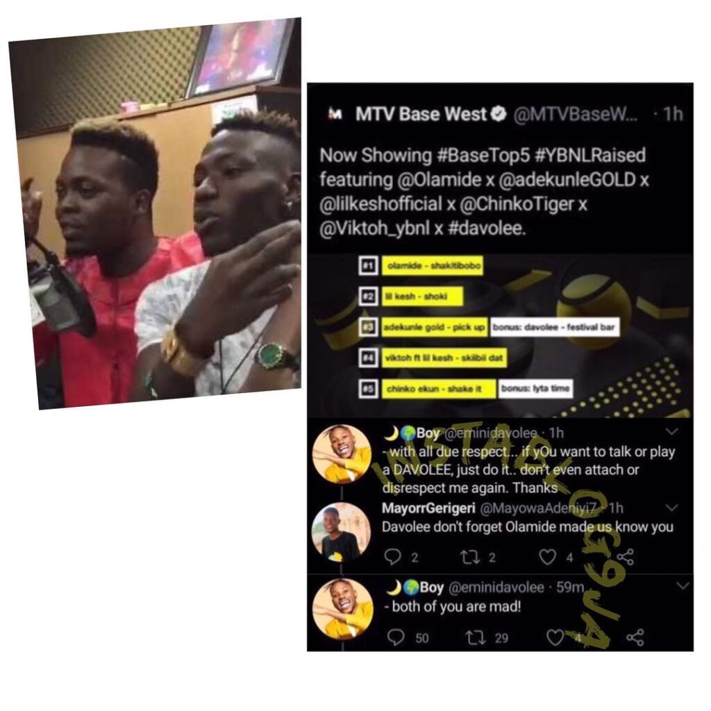 Rapper Davolee insults his former record label boss, Olamide