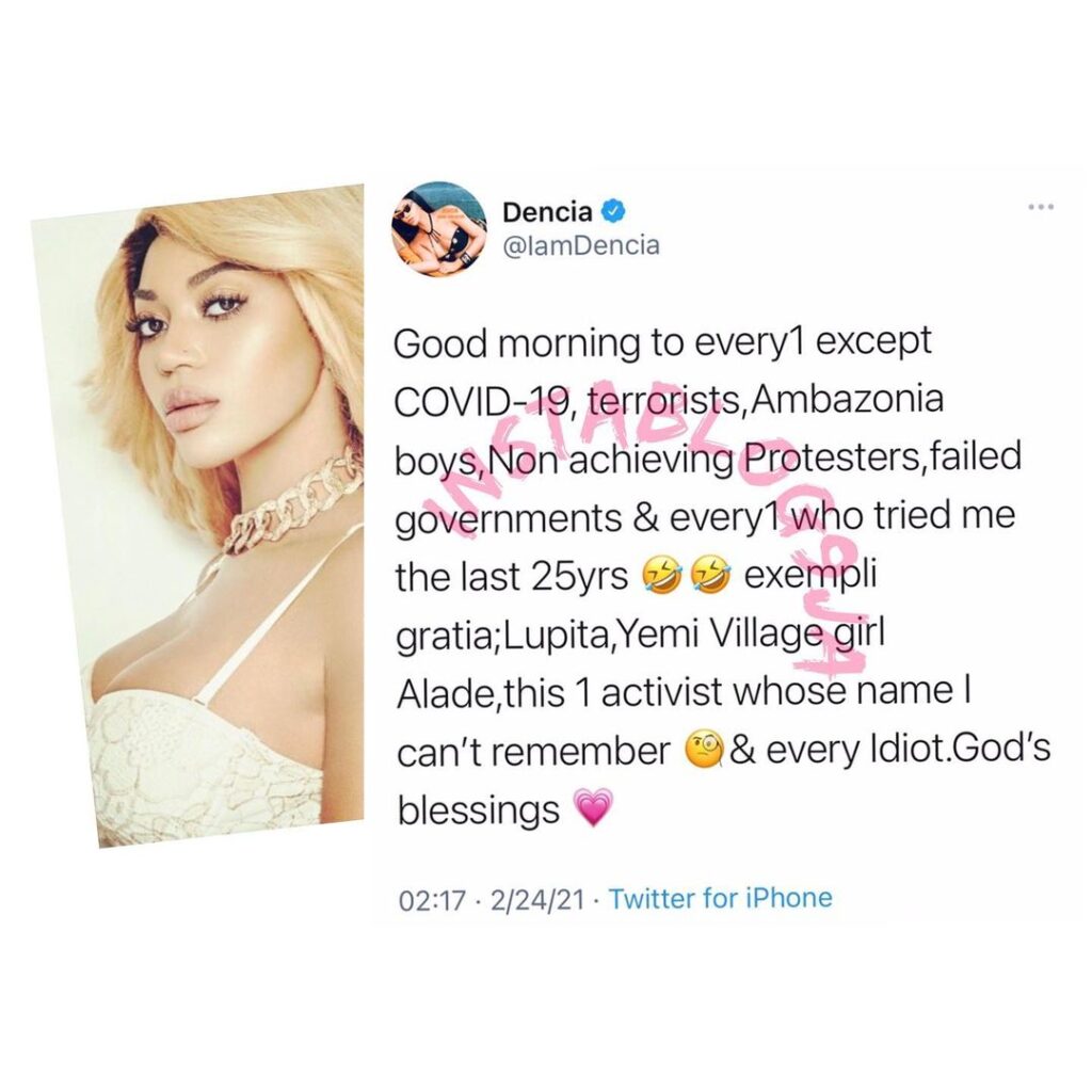 Singer Dencia labels her colleague, Yemi Alade, a village girl