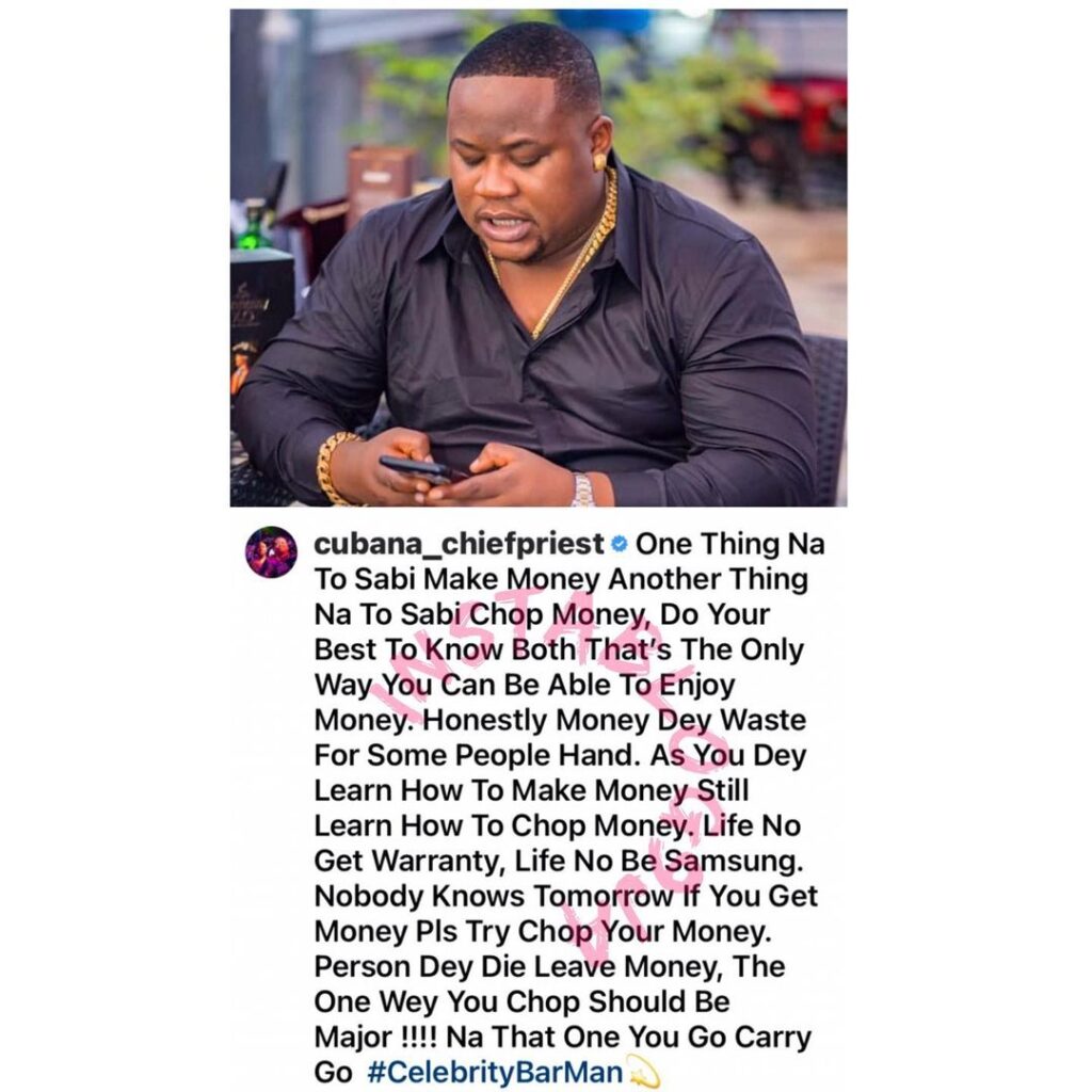 As you are learning how to make money also learn how to eat it — Celebrity barman