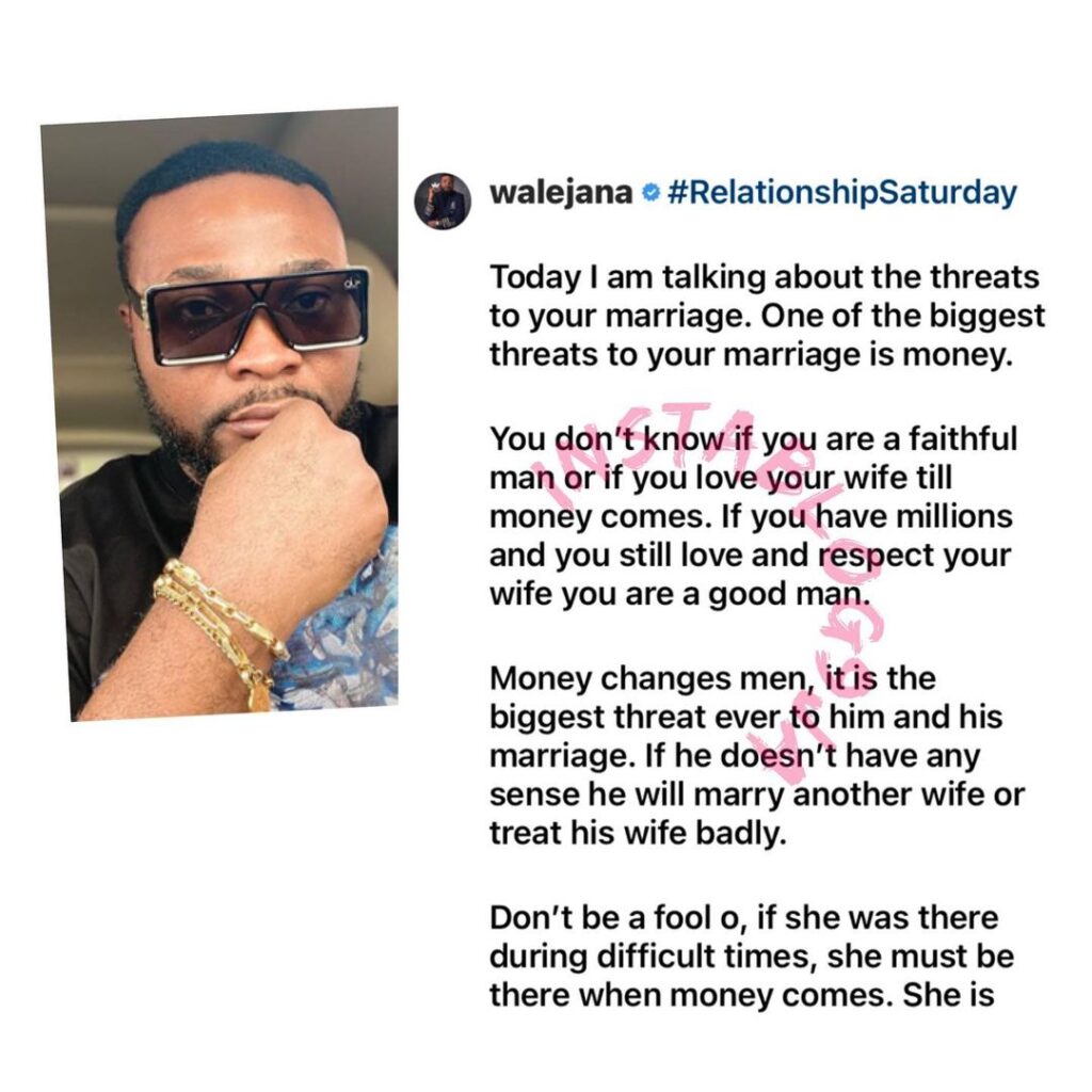 Money is the biggest threat to a man and his marriage — Businessman Wale Jana [Swipe]