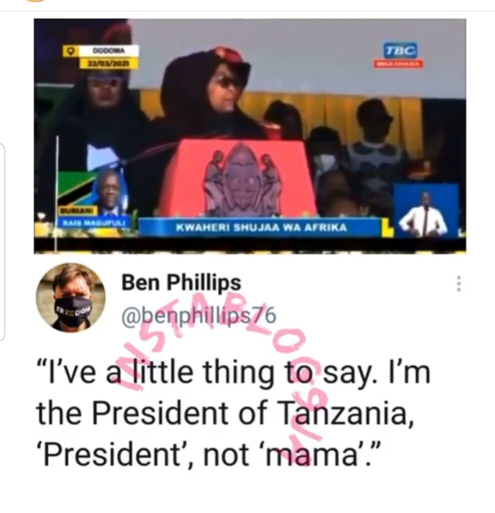 President of Tanzania, Samia Suluhu, knocks those calling her “mama”