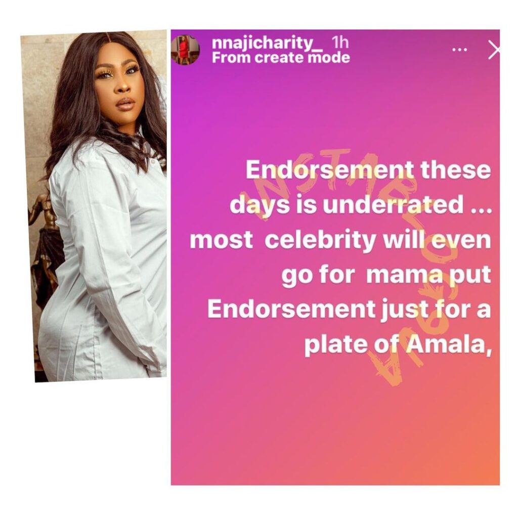 Actress Nnaji Charity shades her colleagues who are bagging endorsement deals