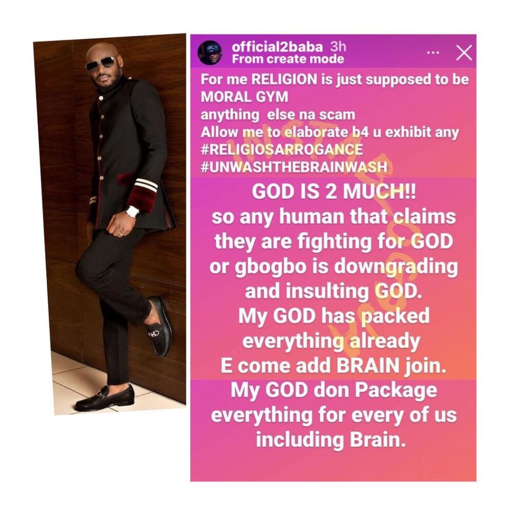 Anyone claiming to be fighting for God is downgrading and insulting Him — Singer 2Baba [Swipe]