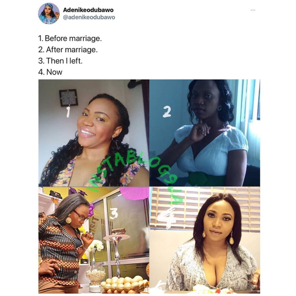 Author Odubawo shares photos of herself before, during and after marriage