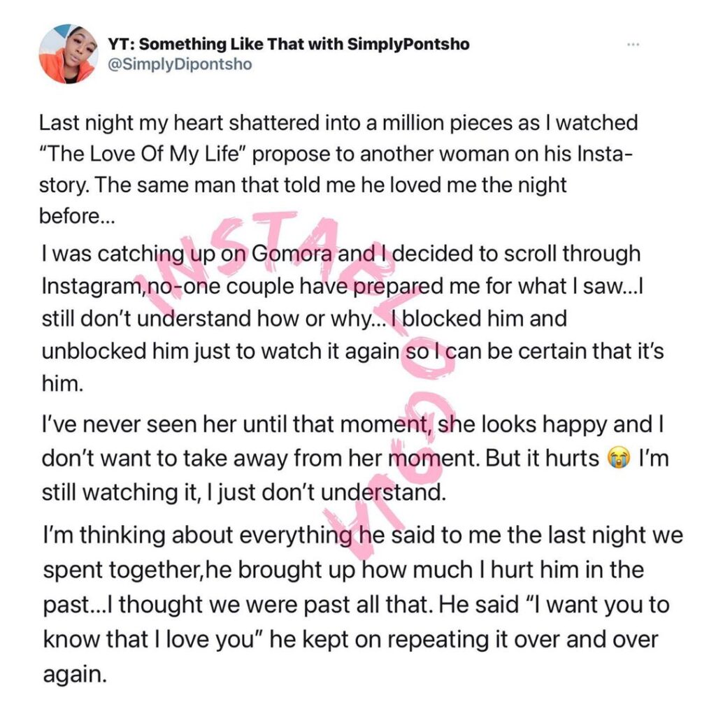 Lady reveals how she stumbled on ‘The Love Of Her Life’ proposing to another woman on his Insta-story. [Swipe]