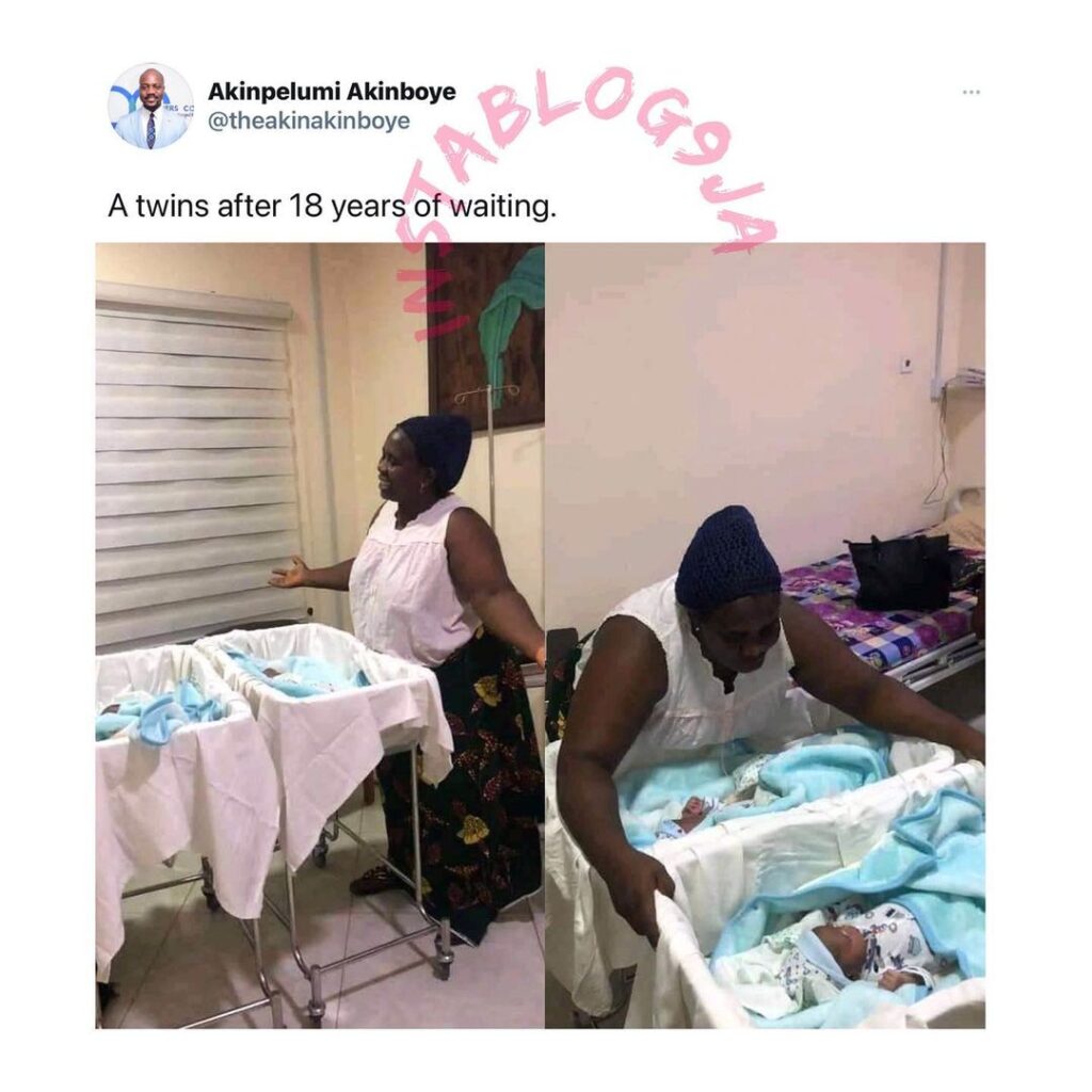 Lady welcomes a set of twins after 18yrs of marriage in Enugu