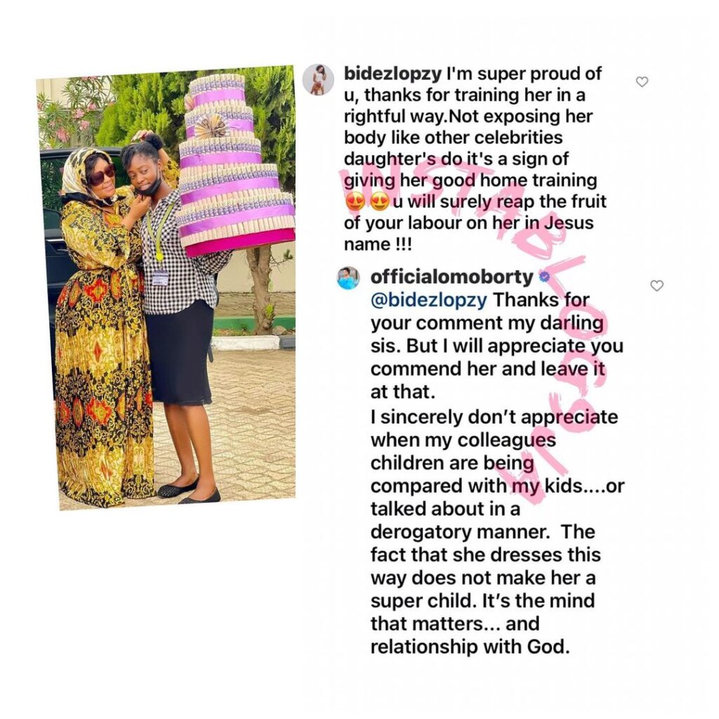Actress Biodun Okeowo cautions a fan who compared her parenting to that of her colleagues