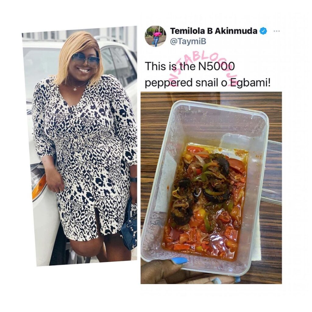 OAP Taymi laments over the N5k peppered snail she bought
